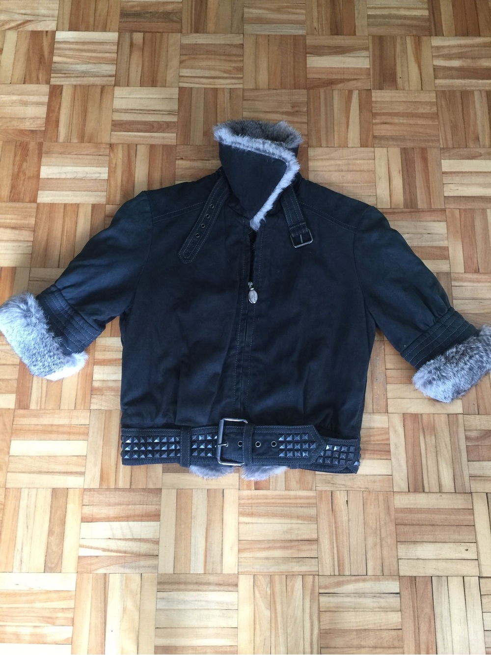Genuine Fur Trim Moto Jacket